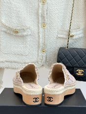CC MULES 25SS 30 MM IN PASTEL PINK LAMBSKIN MIX TWEED