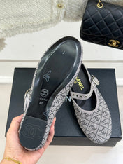 CC FLAT MULES 25SS IN GREY EMBELLISHED WITH RHINESTONES