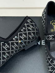 CC FLAT MARY JANE 25SS IN BLACK EMBELLISHED WITH RHINESTONES