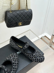 CC FLAT MARY JANE 25SS IN BLACK EMBELLISHED WITH RHINESTONES