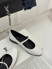CELINE 26S MARY JANE SHOES IN WHITE LAMBSKIN