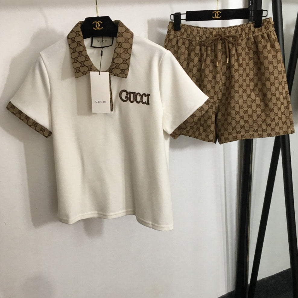 GUCCI POLO SHIRT AND SHORTS SET STYLE 48