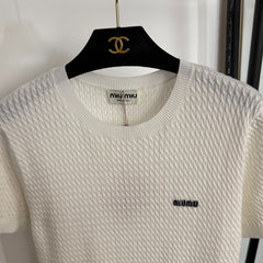 MIUMIU SHORT-SLEEVE KNIT TOP STYLE 421