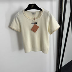 MIUMIU SHORT-SLEEVE KNIT TOP STYLE 381