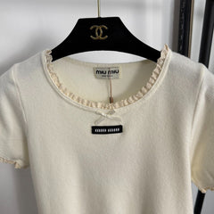 MIUMIU SHORT-SLEEVE KNIT TOP STYLE 381