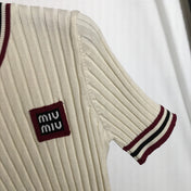 MIUMIU SHORT-SLEEVE KNIT TOP STYLE 296