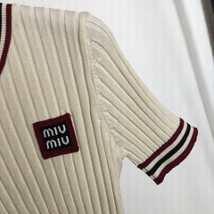 MIUMIU SHORT-SLEEVE KNIT TOP STYLE 296