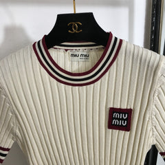 MIUMIU SHORT-SLEEVE KNIT TOP STYLE 296