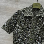 Gucci Knitted Polo Short-sleeved Top Green Wool