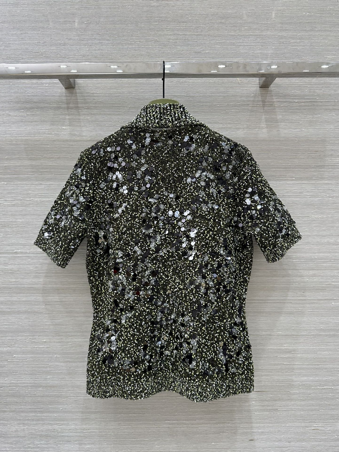 Gucci Knitted Polo Short-sleeved Top Green Wool