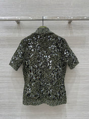 Gucci Knitted Polo Short-sleeved Top Green Wool