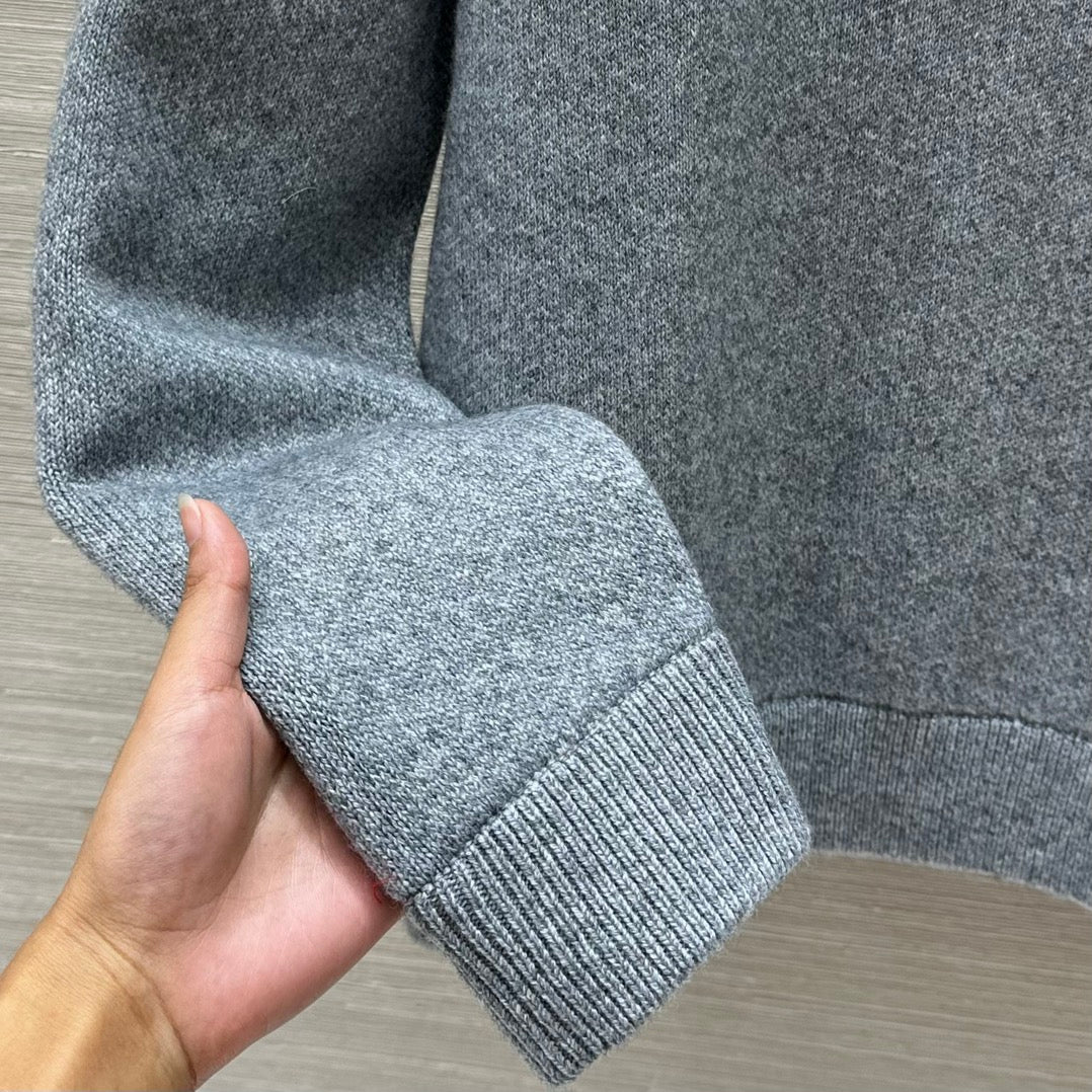 Gucci 25 Embroidered Pullover Sweater Gray Wool