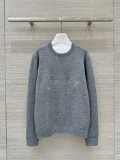 Gucci 25 Embroidered Pullover Sweater Gray Wool
