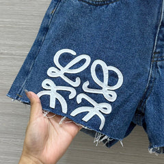 Loewe 25 Short Blue Denim Cotton