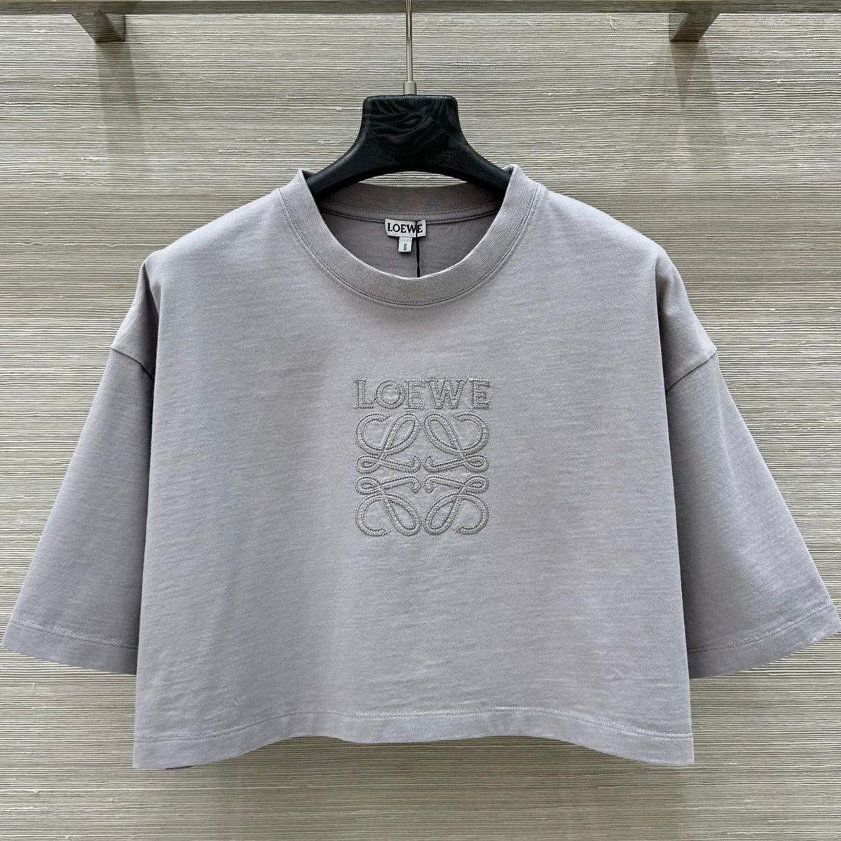 Loewe 25 Cropped Anagram T-Shirt Light Grey Cotton