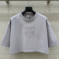 Loewe 25 Cropped Anagram T-Shirt Light Grey Cotton