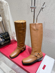 VALENTINO 25S KNEE-HIGH BOOTS IN BROWN CALFSKIN STYLE 2
