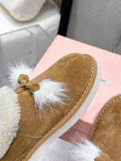 MM SHEARLING SHOES IN BROWN AND WHITE SUEDE