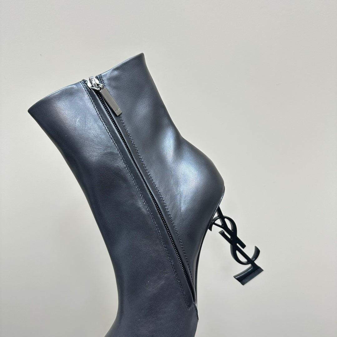 SL OPYUM HEELED BOOT BLACK CALFSKIN