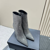 SL OPYUM GLITTER HEELED BOOT BLACK CALFSKIN