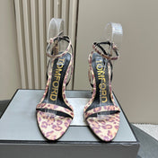 PADLOCK POINTY SANDAL 10 CM IN COLORFUL CALFSKIN