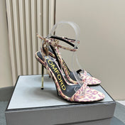PADLOCK POINTY SANDAL 10 CM IN COLORFUL CALFSKIN