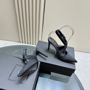 SL CROSS-STRAP SLINGBACK BLACK SATIN