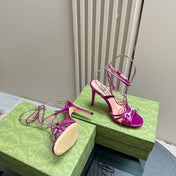GG CRYSTAL HORSEBIT SANDAL METALLIC PURPLE LAMBSKIN