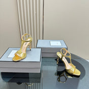 PADLOCK HIGH-HEELED SANDAL 10 CM IN LIGHT GOLD SNAKESKIN