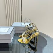HIGH-HEELED 10 CM SANDAL IN GOLD LAMBSKIN