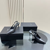 SL TRAPEZE SLINGBACK PUMP BLACK CALFSKIN