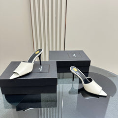 SL GOLDIE MULES WHITE CALFSKIN