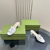 MID-HEEL 5 CM MULE IN WHITE CALFSKIN