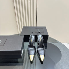 SL JEANNE SLINGBACK PUMPS BLACK CALFSKIN