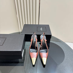 SL JEANNE SLINGBACK PUMPS BRICK CALFSKIN