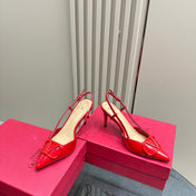 VLOGO SIGNATURUE CHERRY RED PATENT LEATHER SLINGBACK PUMP 80MM