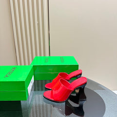 HIGH MULE 95 MM IN CHERRY RED CALFSKIN