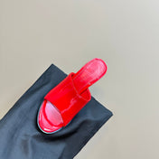 HIGH MULE 95 MM IN CHERRY RED CALFSKIN