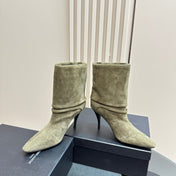 NIKI BOOTIES IN BASIL GREEN SUEDE