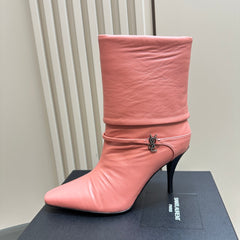 NIKI BOOTIES IN CORAL SHEEPSKIN