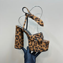 BIANCA PLATFORM SANDALS IN LEOPARD PRINT SUEDE