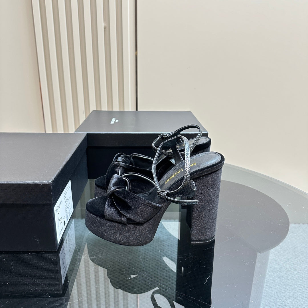 BIANCA PLATFORM SANDALS IN BLACK VELVET