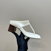 MARELLA THONG IN WHITE CREAM LEATHER WITH SIGNATURE INTRECCIATO INSOLE 55 MM