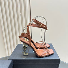 OPYUM HIGH SANDALS IN BROWN SILK