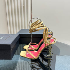OPYUM HIGH SANDALS IN GOLD SILK