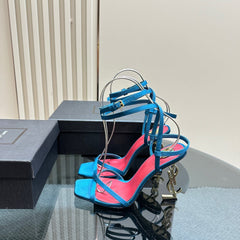 OPYUM HIGH SANDALS IN DUCK BLUEE SILK