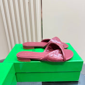 BLINK FLAT MULE IN BERRY RED INTRECCIATO LEATHER