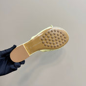 BLINK FLAT MULE IN PASTEL YELLOW INTRECCIATO LEATHER