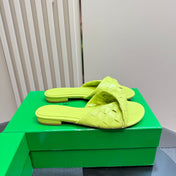 BLINK FLAT MULE IN NEON YELLOW INTRECCIATO LEATHER