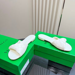 BLINK FLAT MULE IN WHITE INTRECCIATO LEATHER